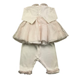 Minu‘ Complete 2-teiliges Shirt und Leggings, einfarbig mit weiß/rosa Tüll für Baby-Mädchen