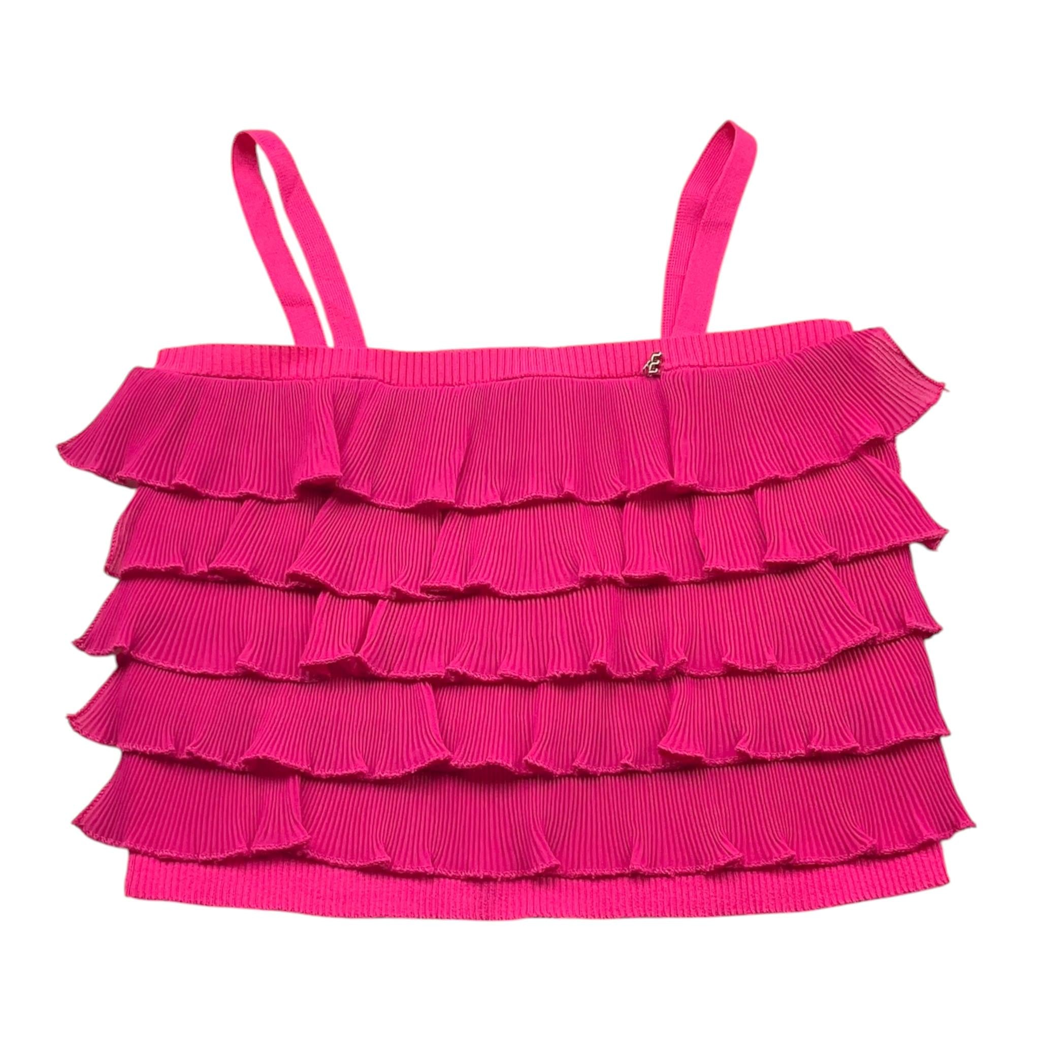 Met Top Tinta Unita con Rouches per Bambina ME291 FUXIA MET 