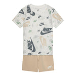 Nike Completo 2 Pezzi T-Shirt-Bermuda Tinta Unita per Neonato 86N043N BIANCO/BEIGE NIKE 
