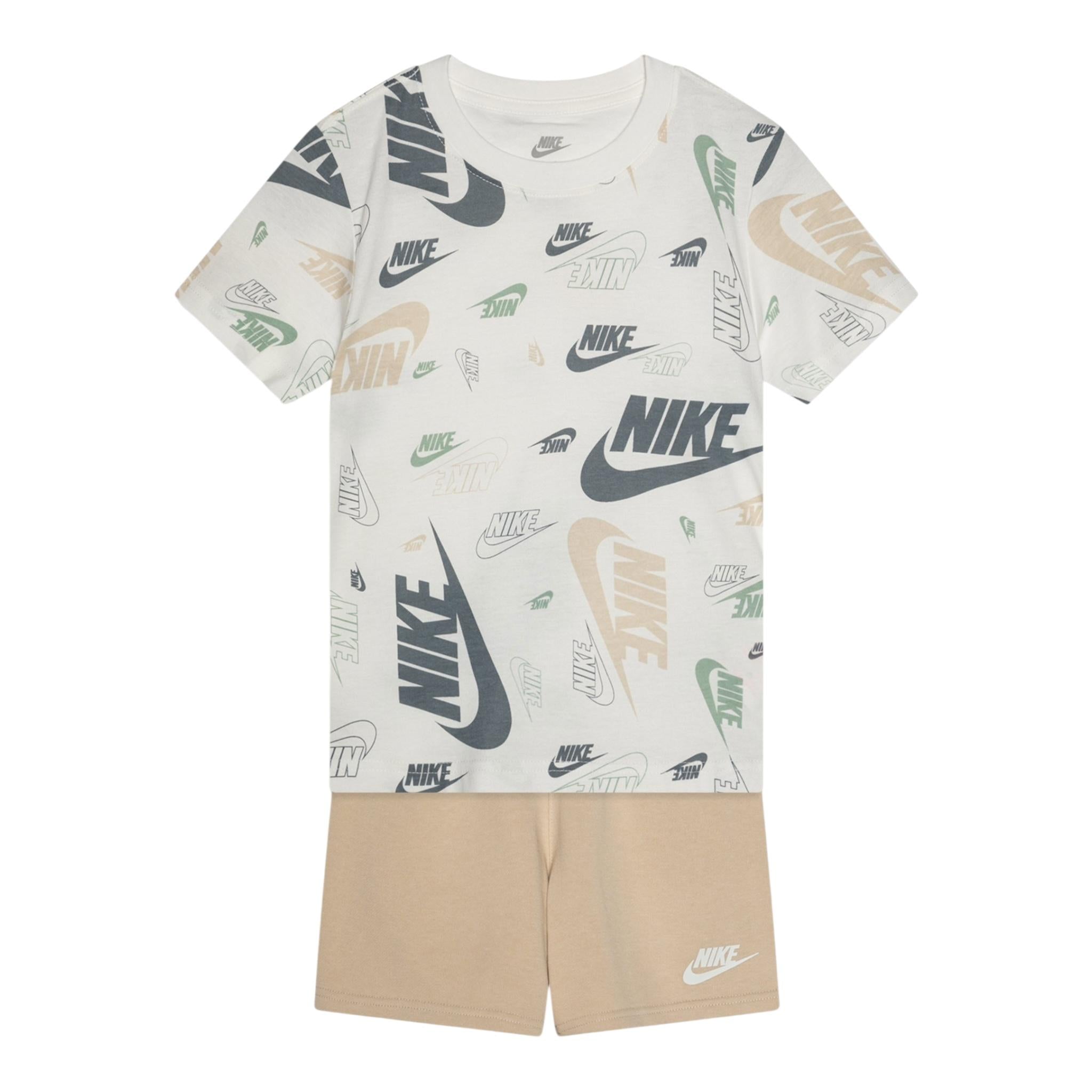 Nike Completo 2 Pezzi T-Shirt-Bermuda Tinta Unita per Neonato 86N043N BIANCO/BEIGE NIKE 