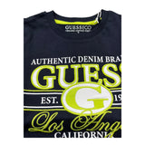Guess T-Shirt Girocollo Tinta Unita con Stampe per Bambino N5RI23K8HM4X BLU GUESS 
