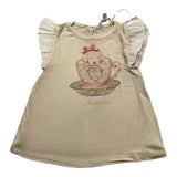 Twinset Schlichtes T-Shirt mit Print und beigefarbenem Glitzer für Baby-Mädchen