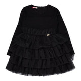 Liu Jo Langärmliges einfarbiges Kleid mit schwarzem Tüll für Mädchen