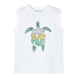 Mayoral Canotta Girocollo Tinta Unita con Stampa per Bambino 3053 BIANCO MAYORAL 