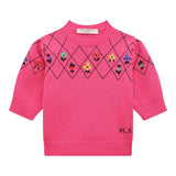 Philosophy – Einfarbiger Rundhalspullover mit Fuchsia-Print für Mädchen