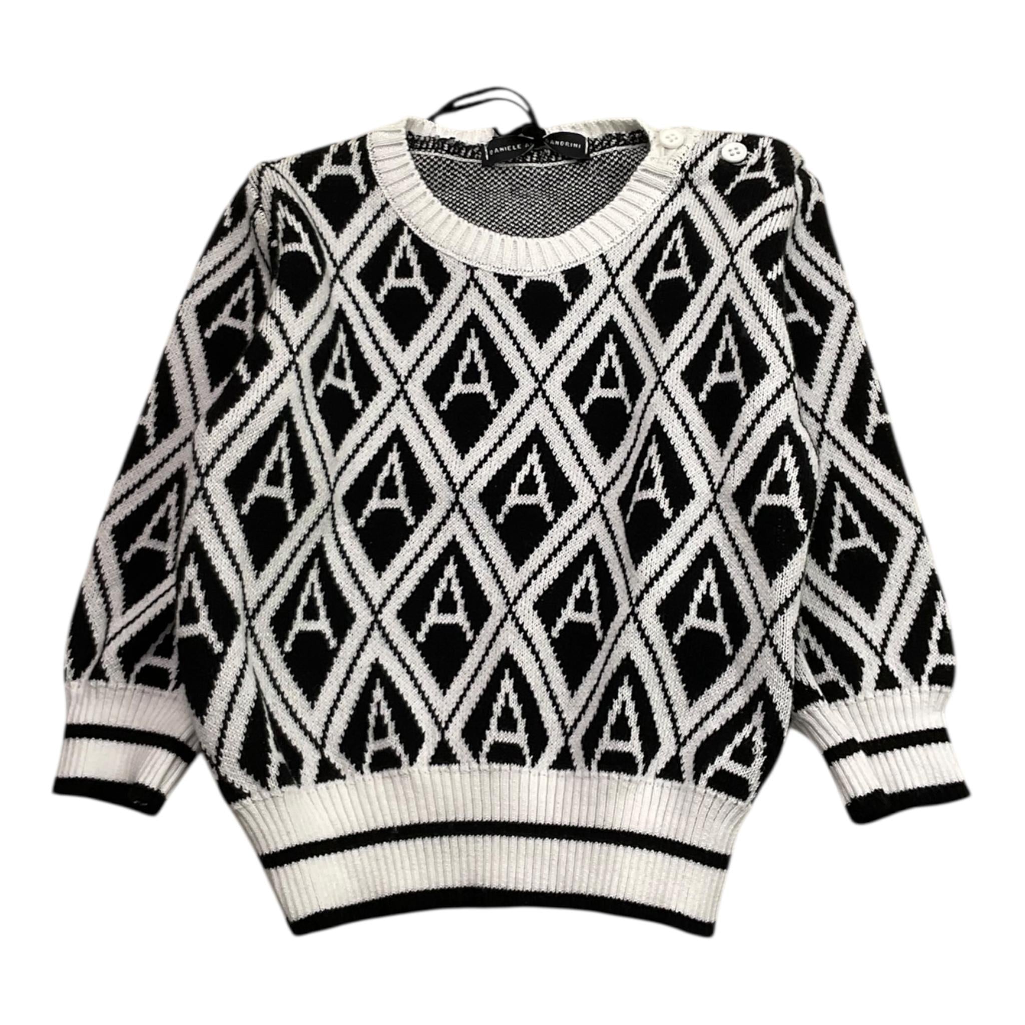 DANIELE ALESSANDRINI maglia girocollo tinta unita con fantasia rombi Bianco per Neonato 1291W00047 BIANCO DANIELE ALESSANDRINI 