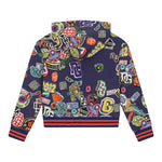 DOLCE & GABBANA felpa tinta unita con zip cappuccio e stampa Blu per Bambino L4JWFN BLU DOLCE & GABBANA 