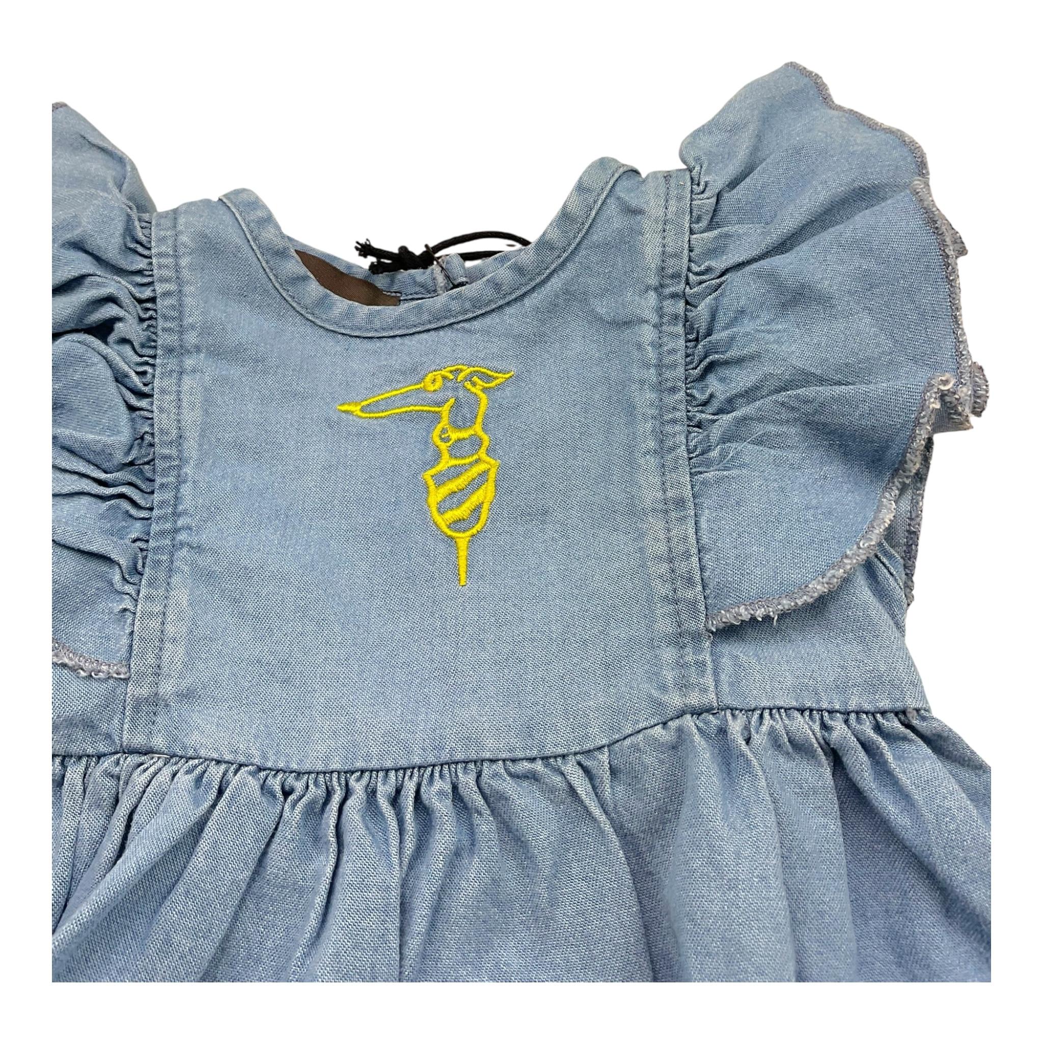 Trussardi Abito In Denim Giromanica con Stampa per Neonata ABH AZZURRO TRUSSARDI 