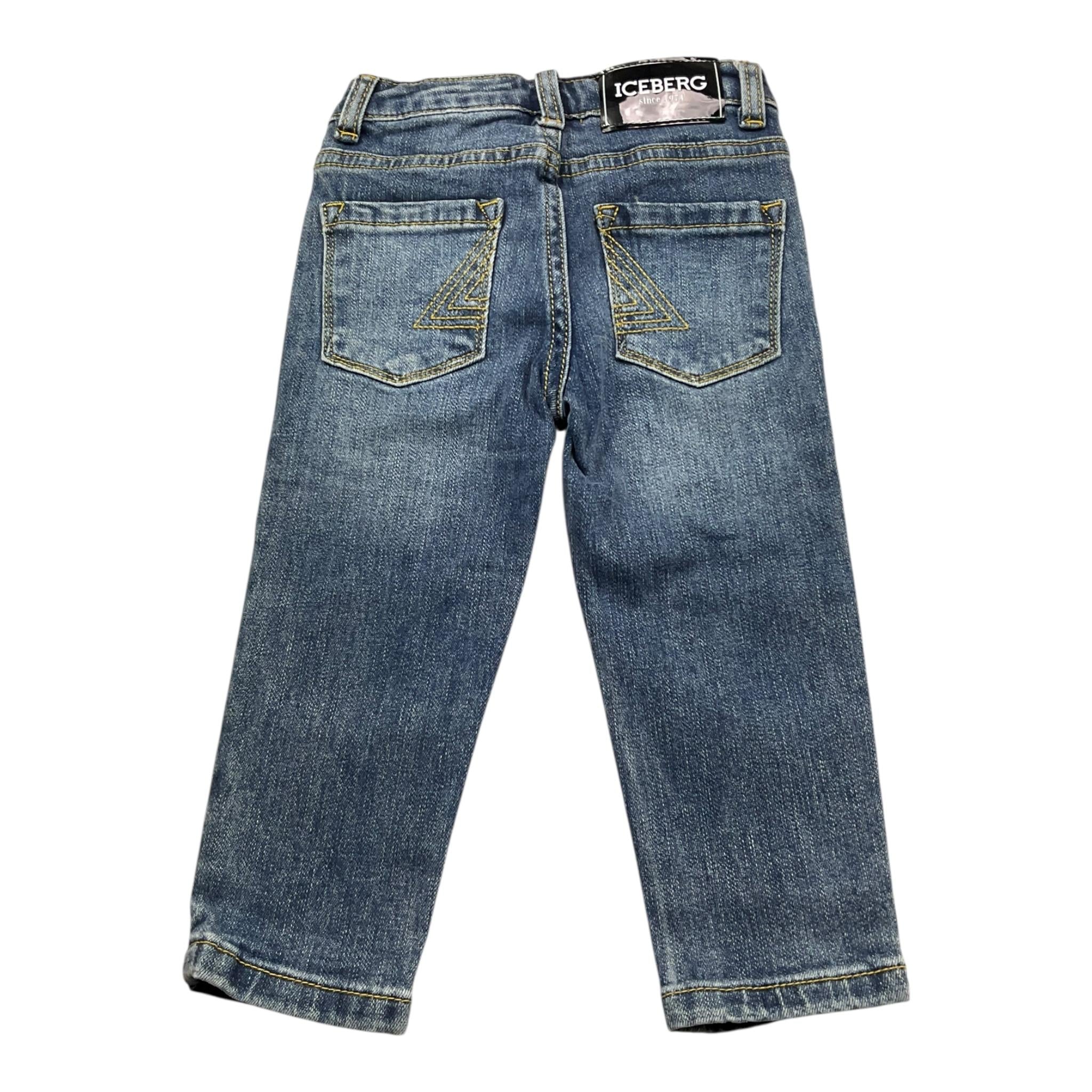 Iceberg Jeans Tinta Unita con Girovita Regolabile per Bambino PTICE4313B BLU ICEBERG 