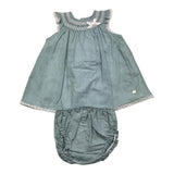 Paz Rodriguez 2-teiliges Set Kleid-Höschen Solid Green für Baby Mädchen