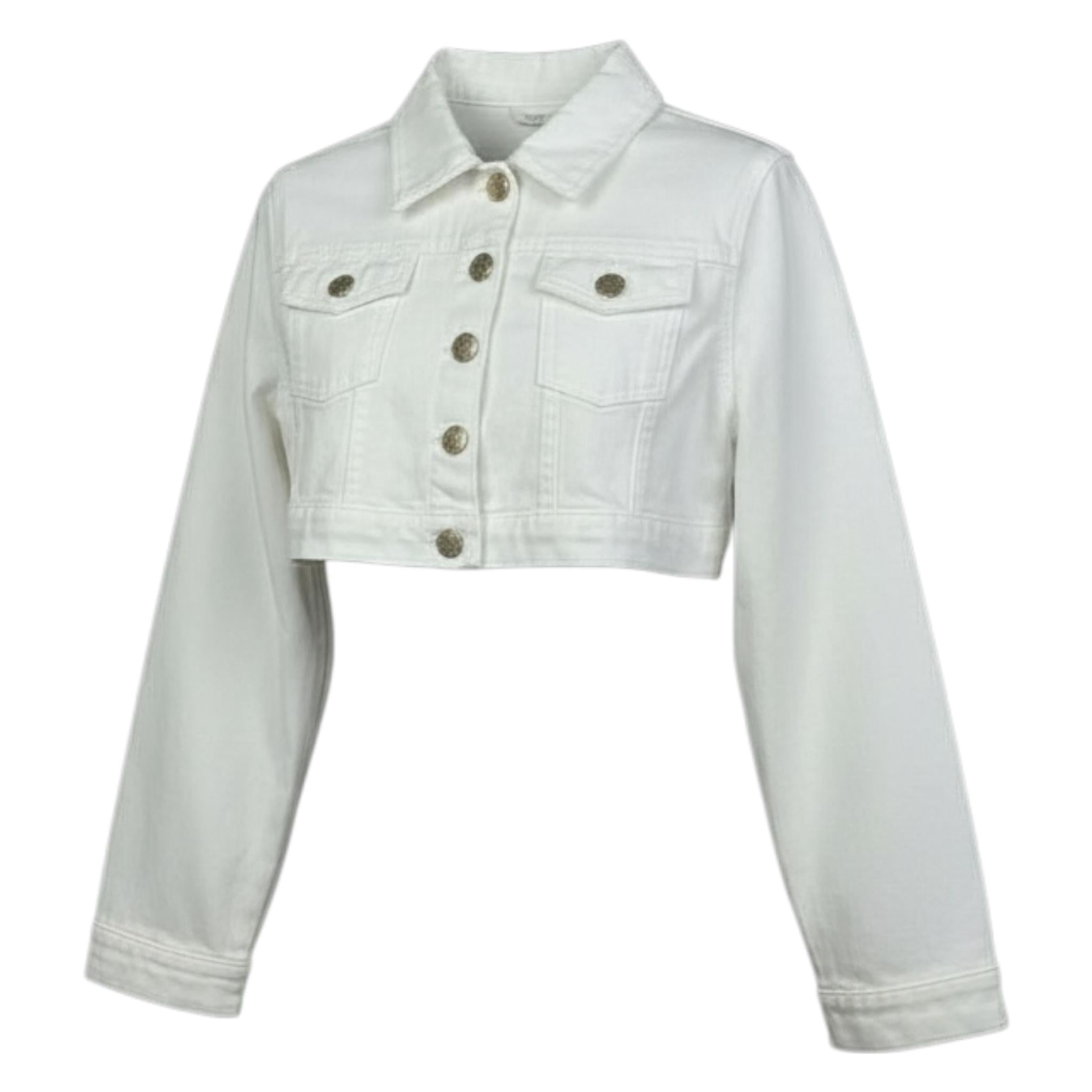 Lu Lu By Miss Grant Giubbino In Denim Tinta Unita per Bambina LL3377 BIANCO LU LU BY MISS GRANT 