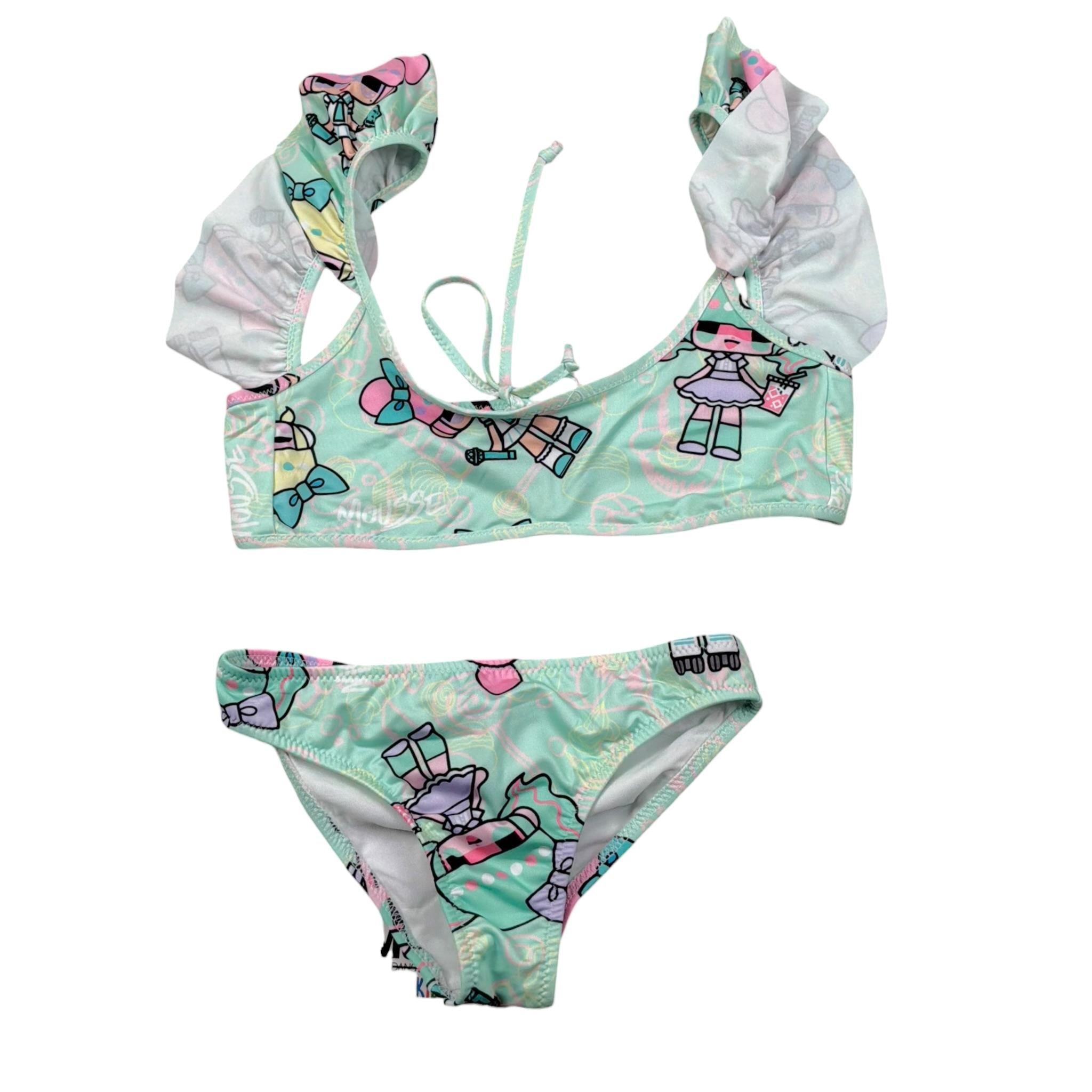 Mousse Costume 2 Pezzi Slip-Fascia per Bambina COSTUDOL VERDE ACQUA MOUSSE 