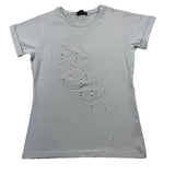 Cecyle Einfarbiges Rundhals-T-Shirt mit Glitzer Hellblau für Mädchen