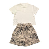 Minimum Komplettes 2-teiliges T-Shirt-Bermuda, zweifarbig, weiß/beige, für Neugeborene