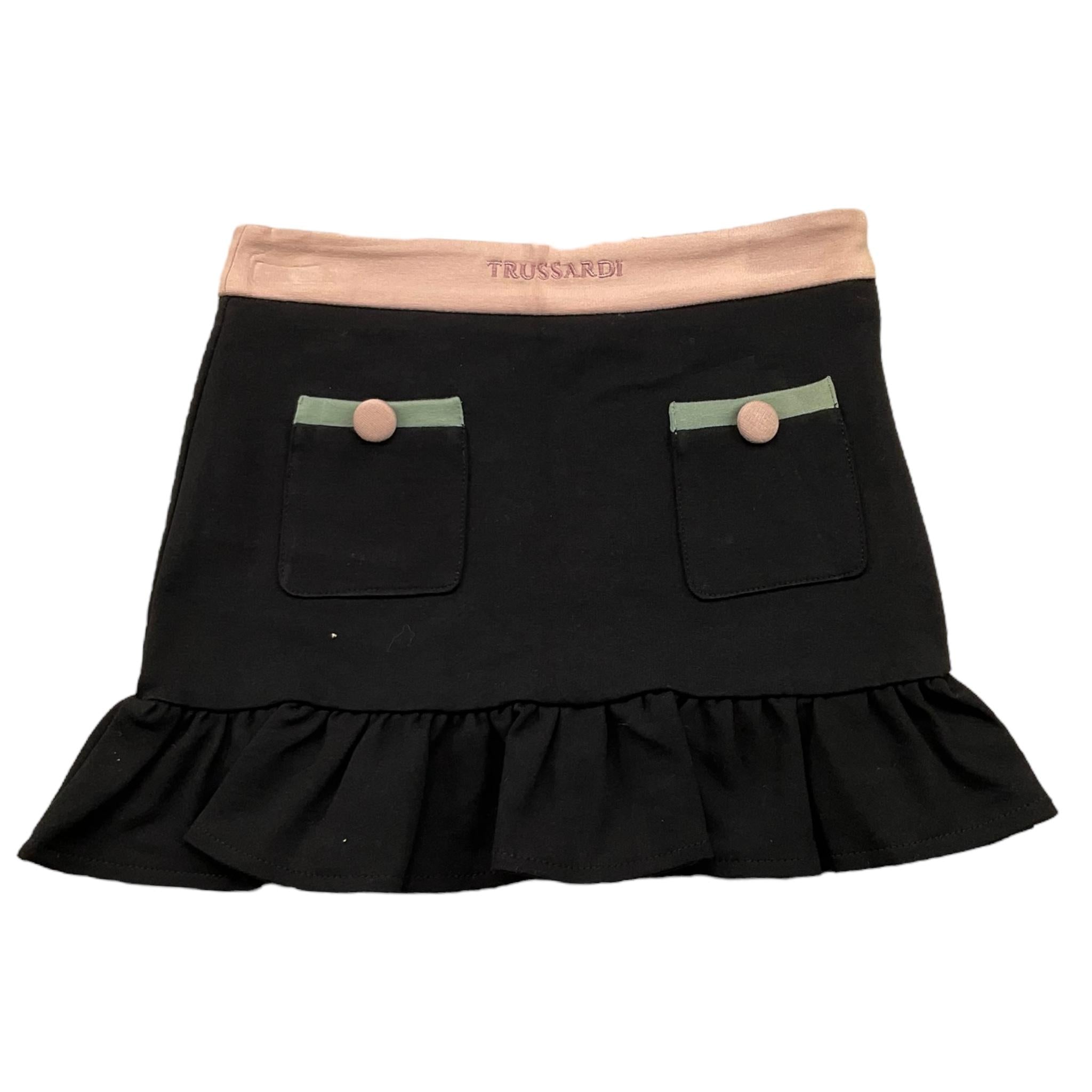 TRUSSARDI gonna tinta unita con logo e tasche Nero per Bambina TGA25102GO NERO TRUSSARDI 