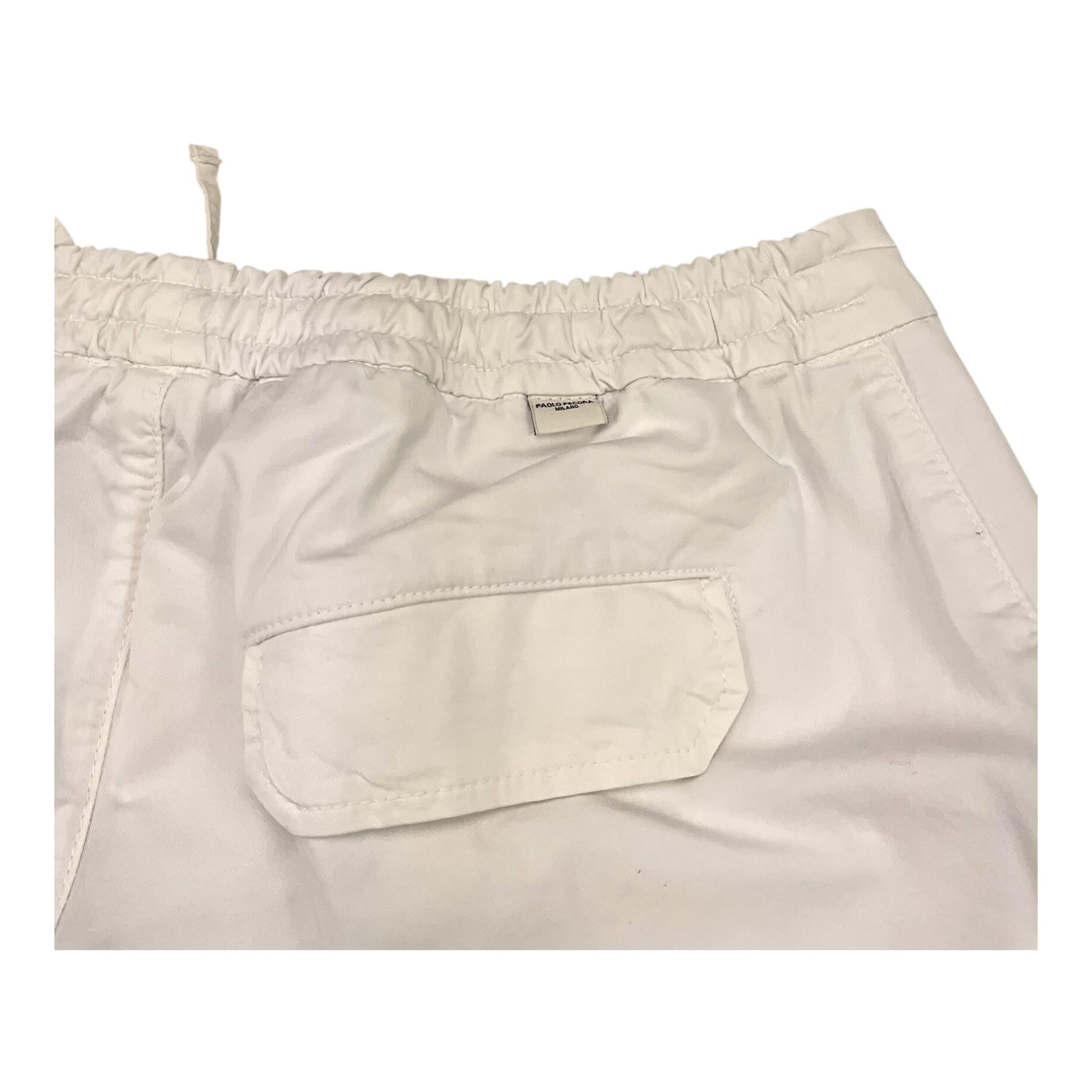 bermuda tinta unita con elastic in vita PP3995 BIANCO PAOLO PECORA 
