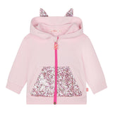 BillIEBLUSH felpa con zip e cappuccio tinta unita con pailettes Rosa per Neonata U20532 ROSA BillIEBLUSH 