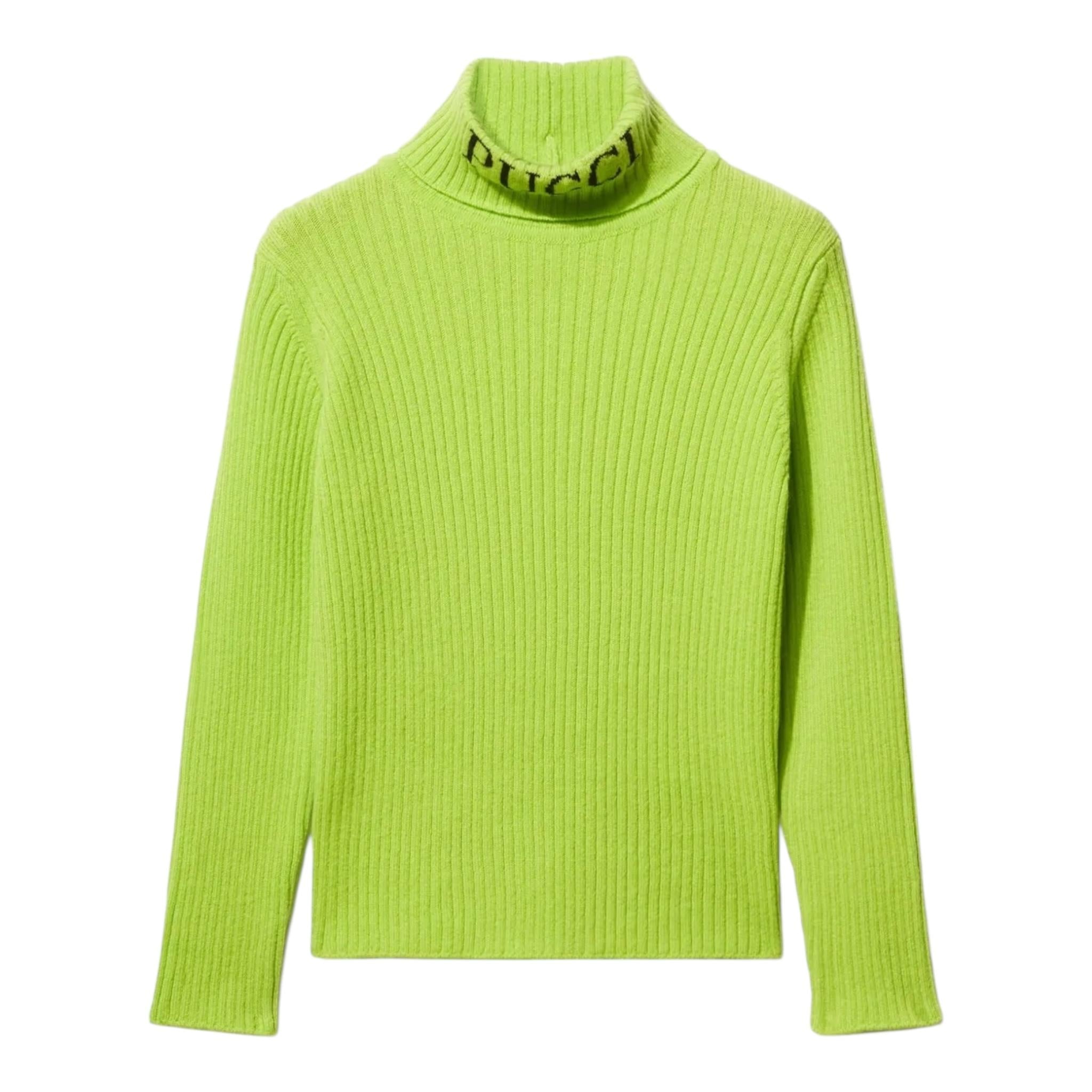 EMILIO PUCCI maglia a costine collo alto tinta unita Verde per Bambina PT9A60 VERDE EMILIO PUCCI 