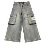 Hinnominate Jeans Tinta Unita con Tasconi E Girovita Regolabile per Bambina 3645PD00148 AZZURRO HINNOMINATE 