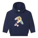 KENZO felpa chiusa con cappuccio tinta unita con stampa in contrasto Blu per Bambino K15693 BLU KENZO 