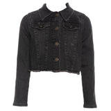 Liu Jo Einfarbige Jeansjacke mit Kontrastknöpfen Schwarz für Mädchen