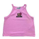 Moschino Canotta Tinta Unita con Stampa per Bambina HDM06Z ROSA MOSCHINO 