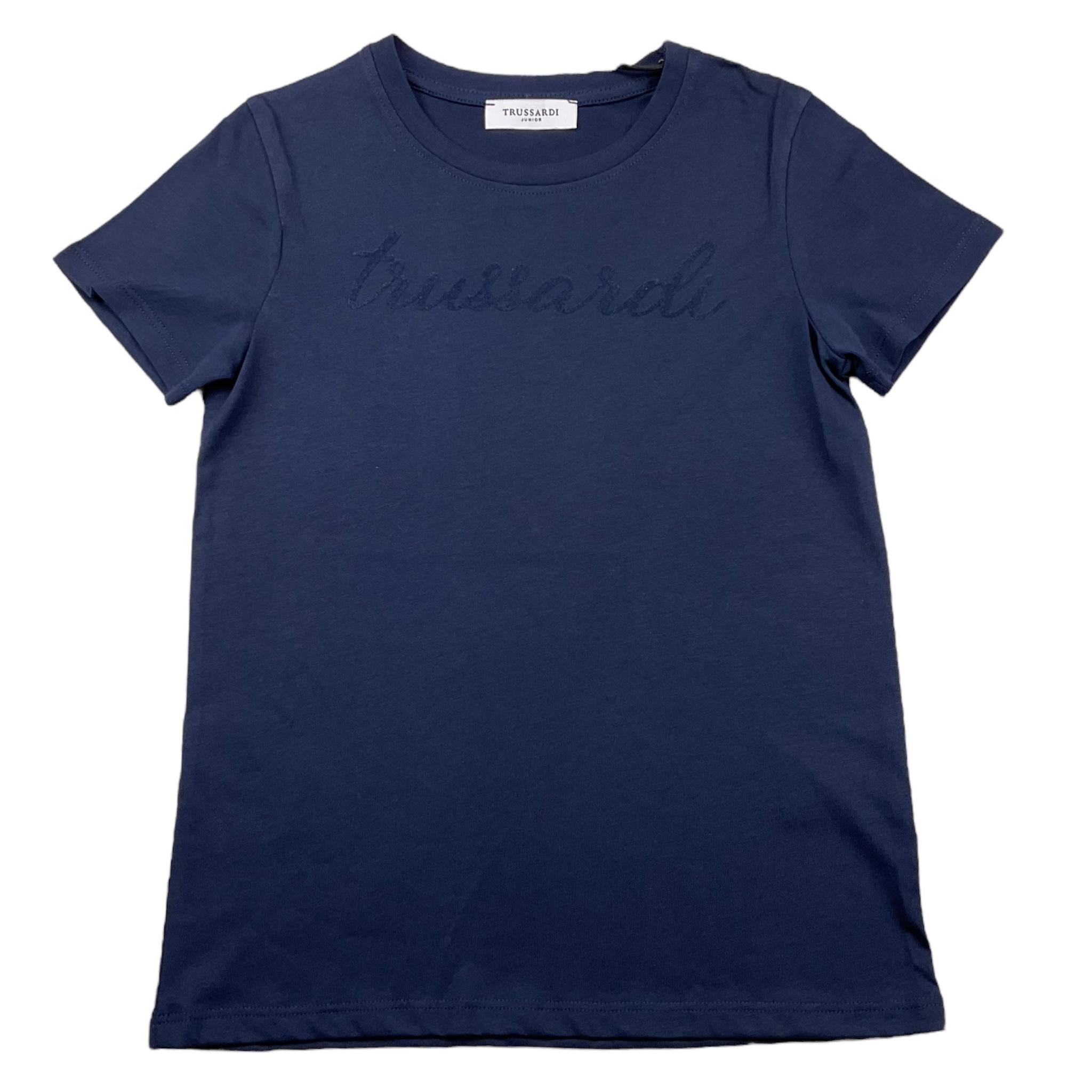 TRUSSARDI t-shirt girocollo tinta unita con logo Blu per Bambino TGA25002TS BLU TRUSSARDI 