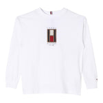 TOMMY HILFIGER shirt girocollo tinta unita con stampa logo Bianco per Bambino KB0KB09286 BIANCO TOMMY HILFIGER 