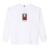 TOMMY HILFIGER shirt girocollo tinta unita con stampa logo Bianco per Bambino KB0KB09286 BIANCO TOMMY HILFIGER 
