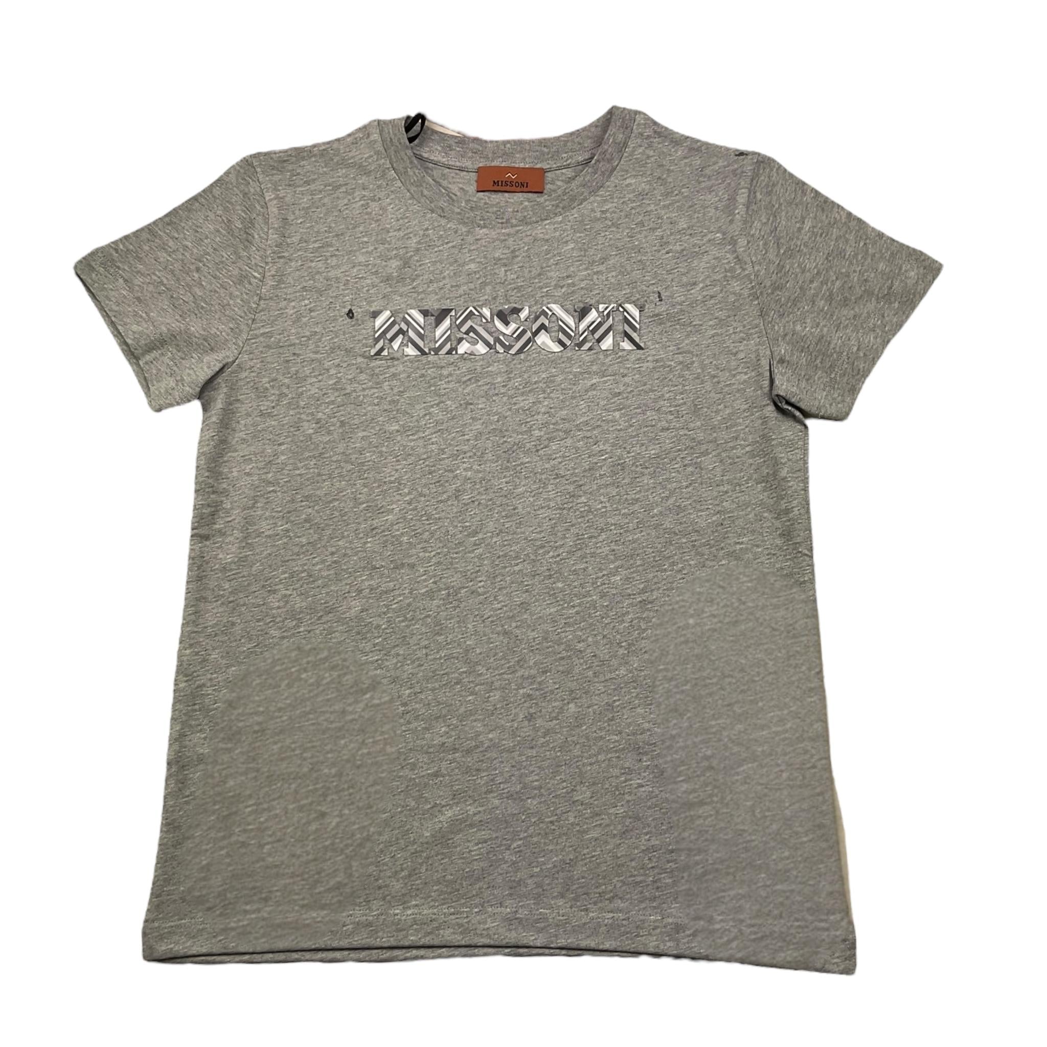 Missoni T-Shirt Tinta Unita Girocollo con Stampa In Rilievo per Bambina MV8P01 GRIGIO MISSONI 