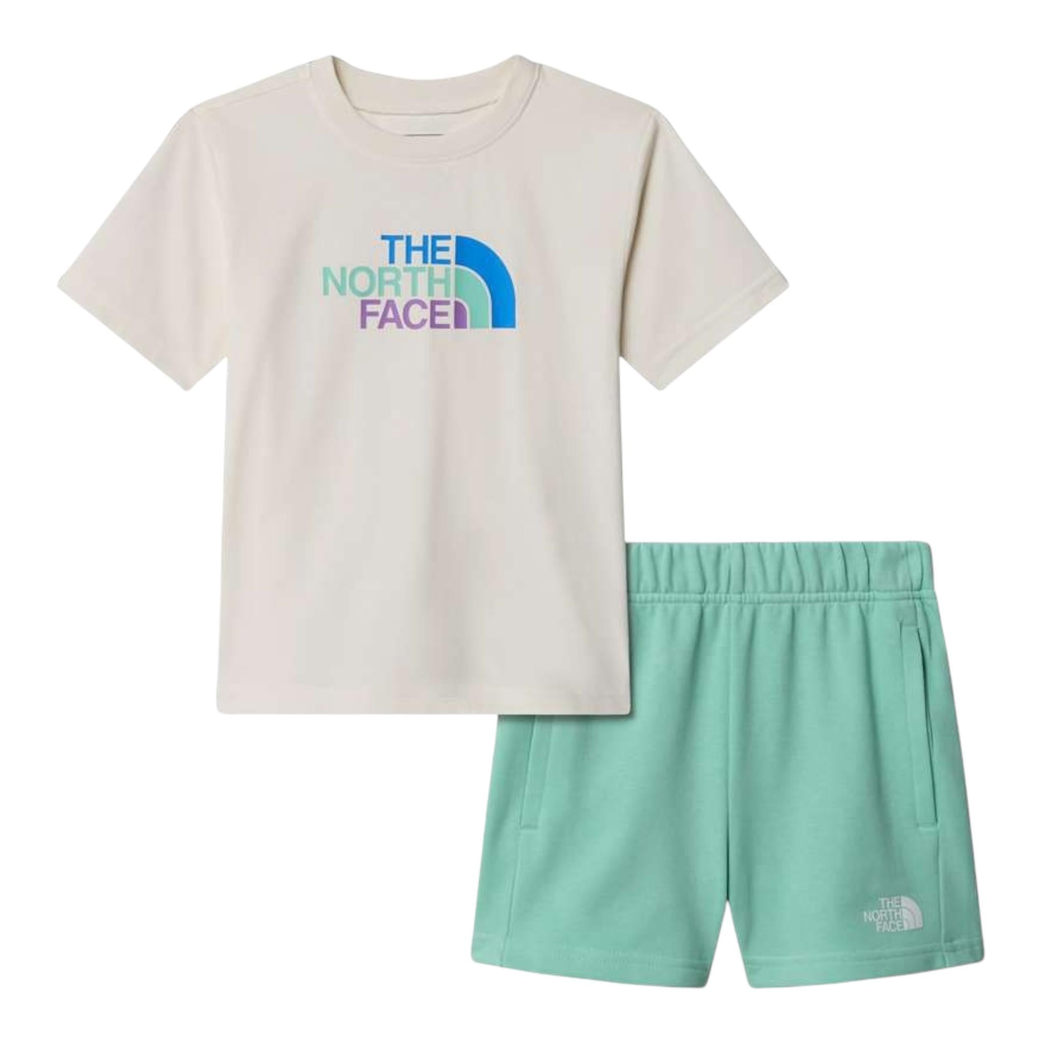 The North Face Completo 2 Pezzi T-Shirt-Short Bicolore per Bambina NF0A8ANU56R BIANCO THE NORTH FACE 