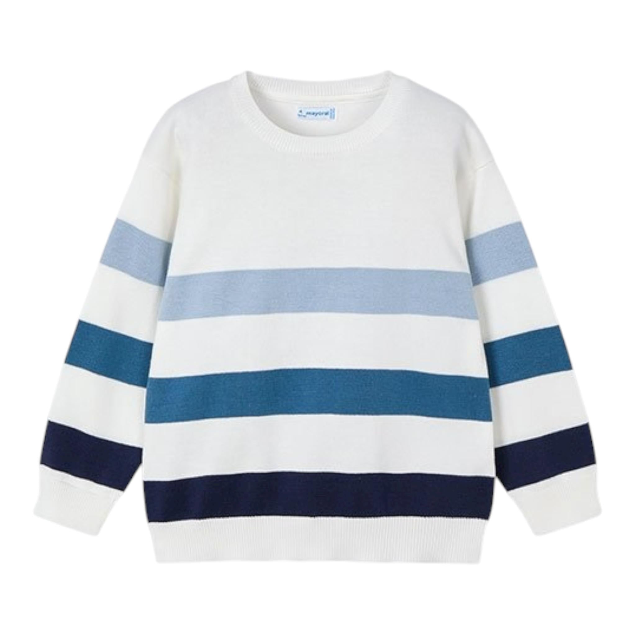 Mayoral Maglia Girocollo Tinta Unita con Fantasia A Righe per Bambino 2266 BIANCO MAYORAL 