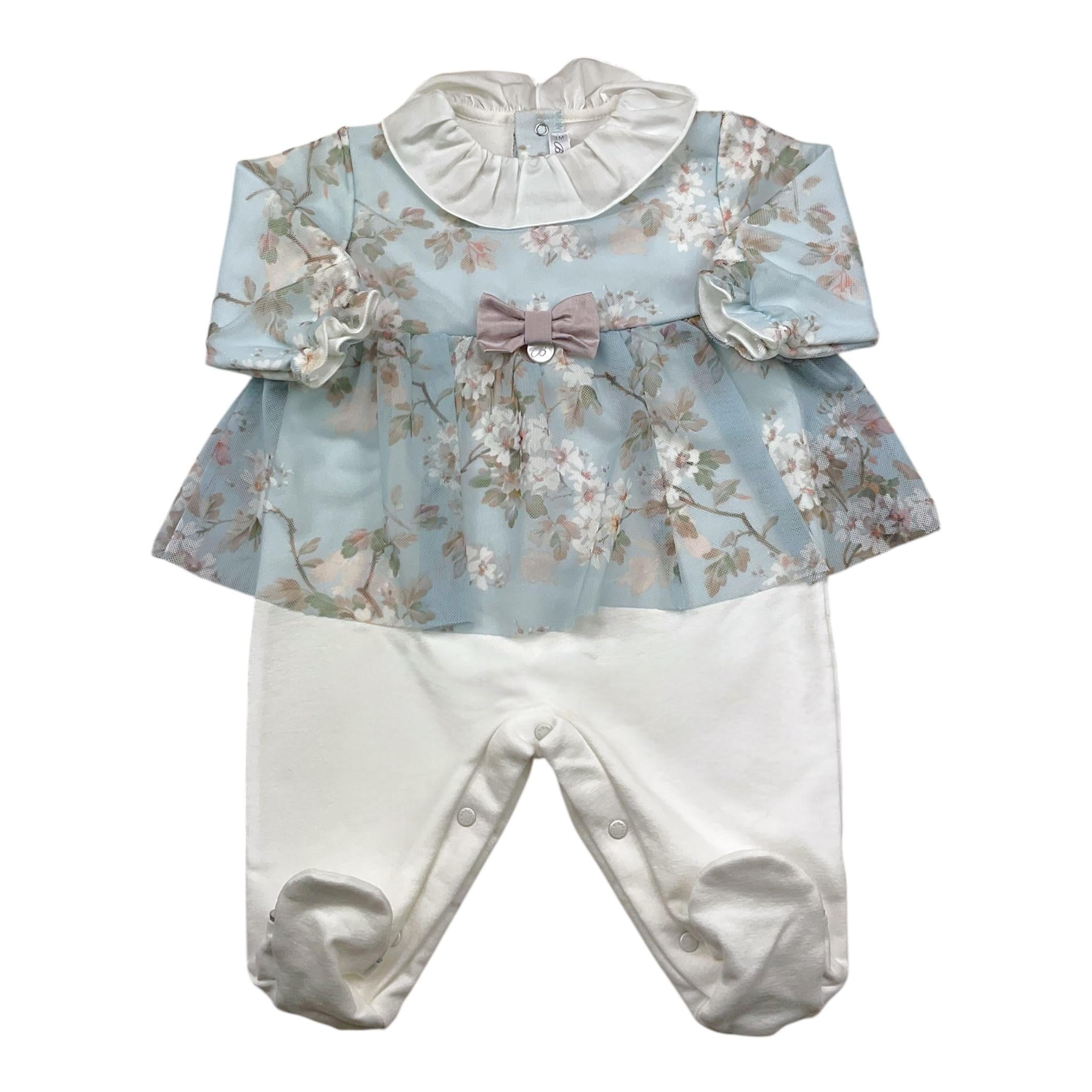 BARCELLINO tutina tinta unita con fantasia Azzurro per Neonata 116101 AZZURRO BARCELLINO 