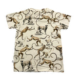 Molo T-Shirt Rundhalsausschnitt Einfarbig mit Affen-Prints Creme für Neugeborene