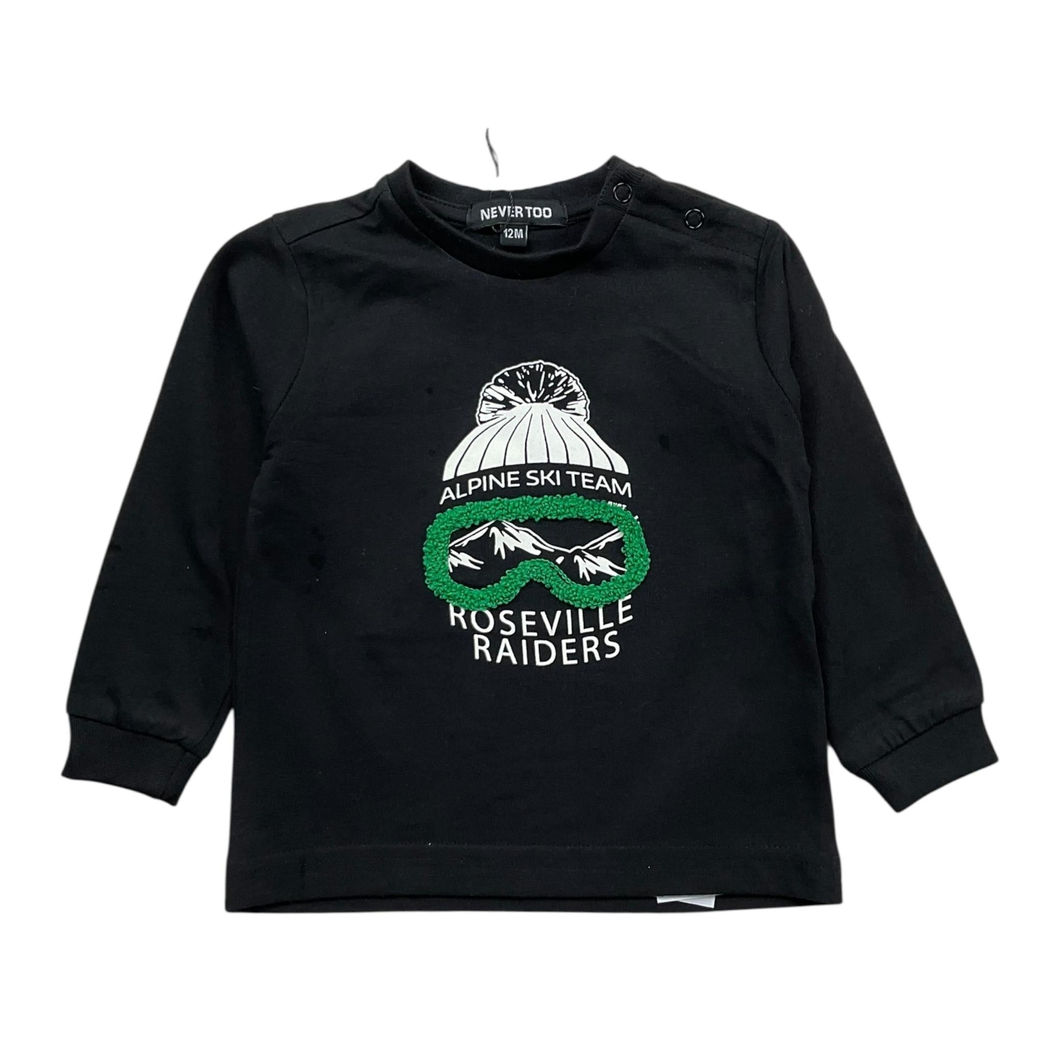 NEVER TOO shirt girocollo tinta unita con stampa Nero per Neonato NT2164BXN NERO NEVER TOO 