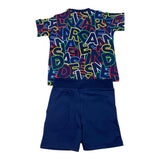Daniele Alessandrini Complete T-Shirt Einfarbig Logo-Blau Bermuda-Shorts für Neugeborene