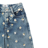 Il Gufo Jeans Tinta Unita Modello Palazzo con Ricami per Bambina P25PL453J0052X AZZURRO IL GUFO 