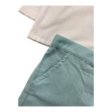 Babidu 2-teiliges Set Shirt-Bermuda zweifarbig weiß/aquagrün für Baby Mädchen