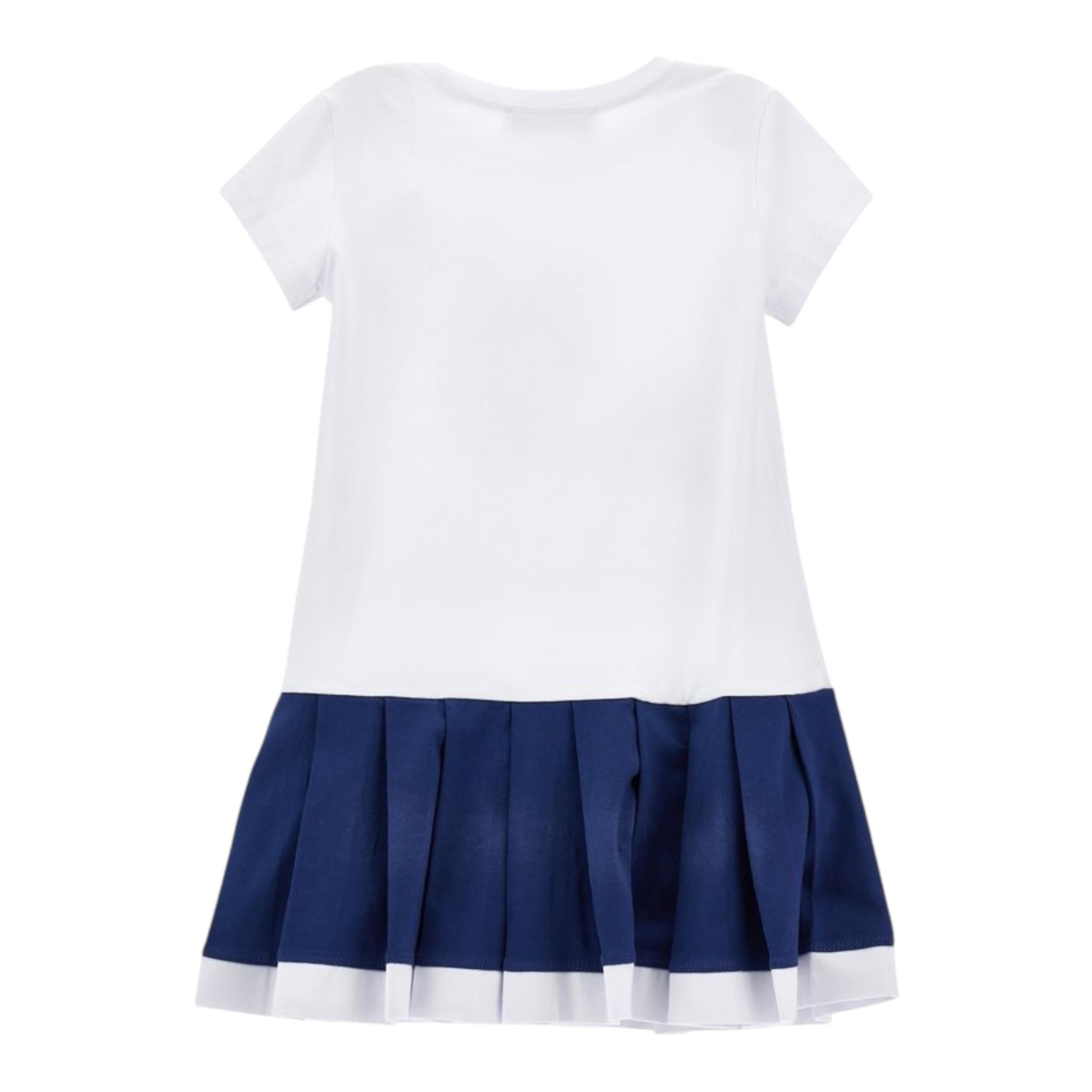 Monnalisa Abito Mezza Manica Tinta Unita con Stampa per Bambina 19E916 BIANCO MONNALISA 