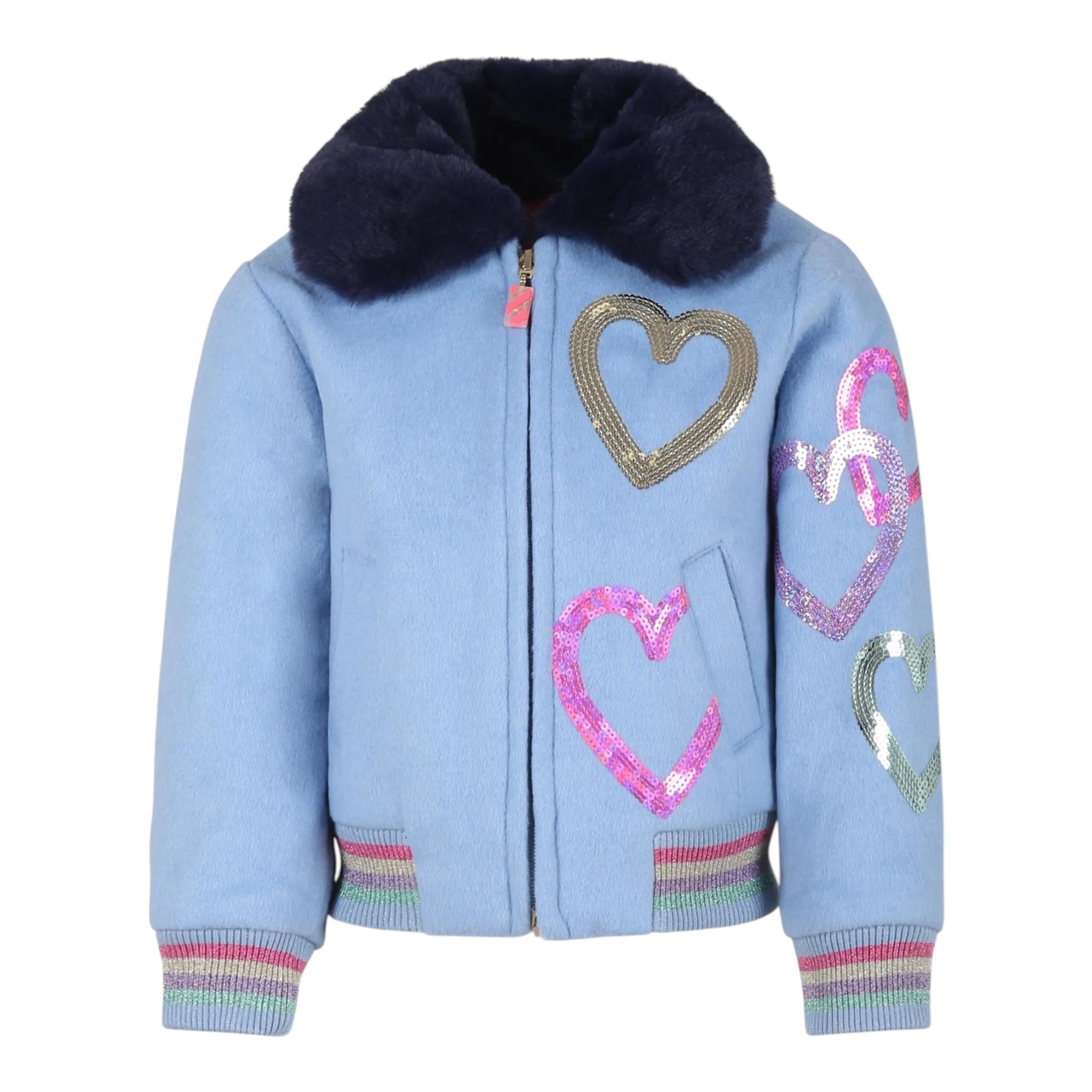 BillIEBLUSH cappotto tinta unita con colletto pelliccia Azzurro polvere per Neonata U20433 AZZURRO POLVERE BillIEBLUSH 