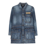 DSQUARED2 abito in denim tinta unita con bottoni Blu per Bambina DQ1894 BLU DSQUARED2 