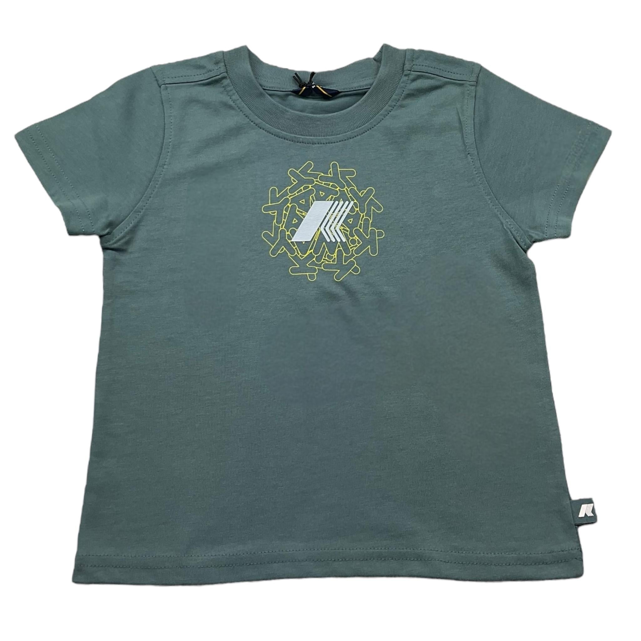 K-Way T-Shirt Girocollo Tinta Unita con Logo per Neonato K5136XW VERDE K-WAY 