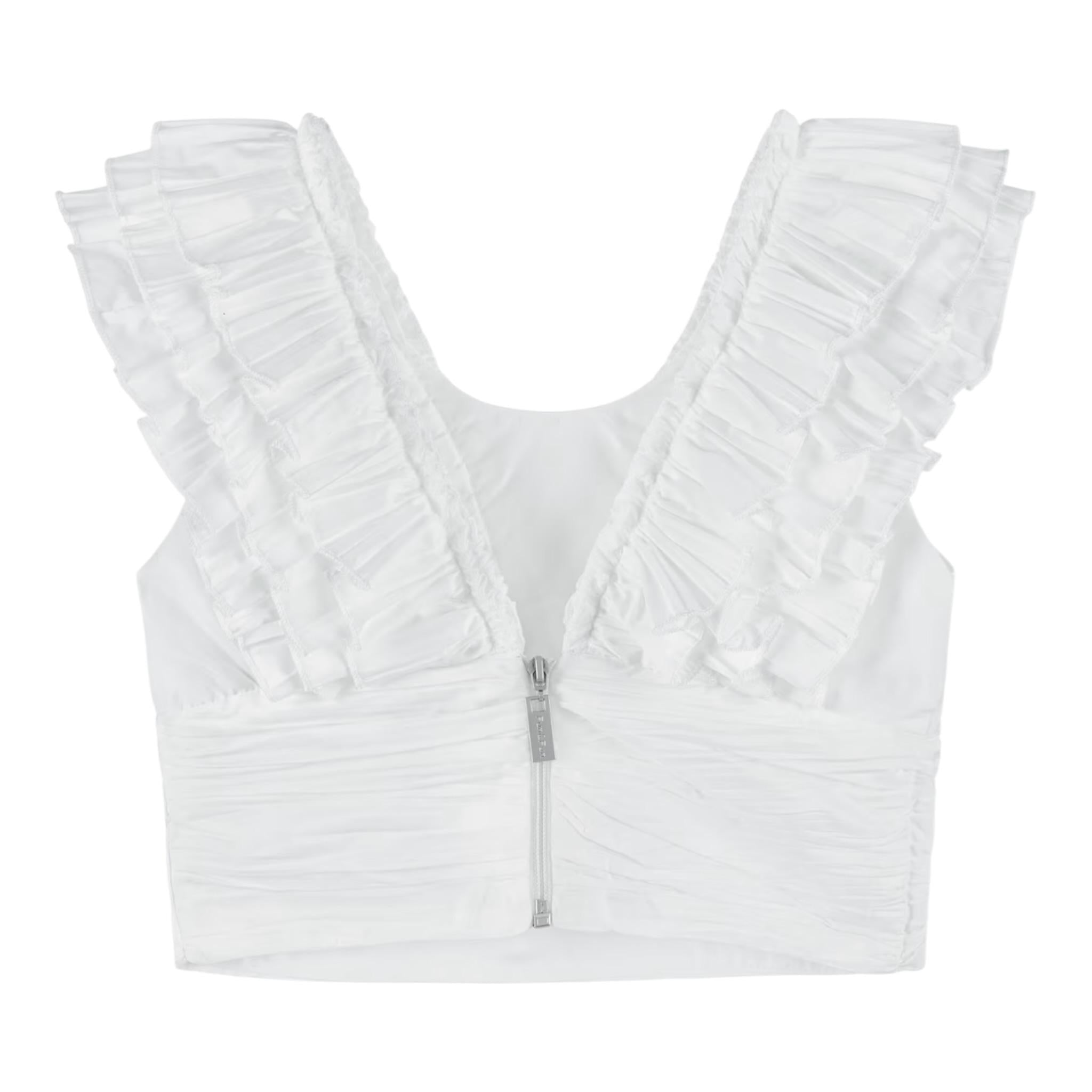 Fun & Fun Top Giromanica Tinta Unita con Rouches per Bambina FNCJSH00983 BIANCO FUN & FUN 