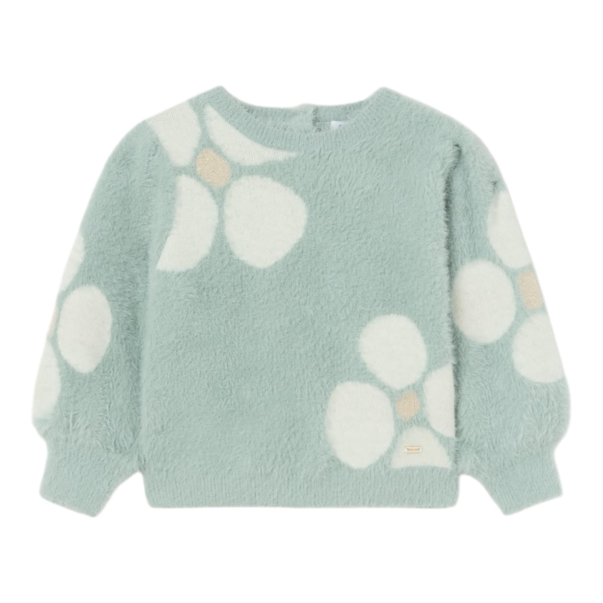 MAYORAL maglia girocollo tinta unita ricami fiori Verde acqua per Bambina 2321 VERDE ACQUA MAYORAL 