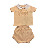 Babidu 2-teiliges Set T-Shirt-Höschen Einfarbig Pfirsich Für Baby Mädchen