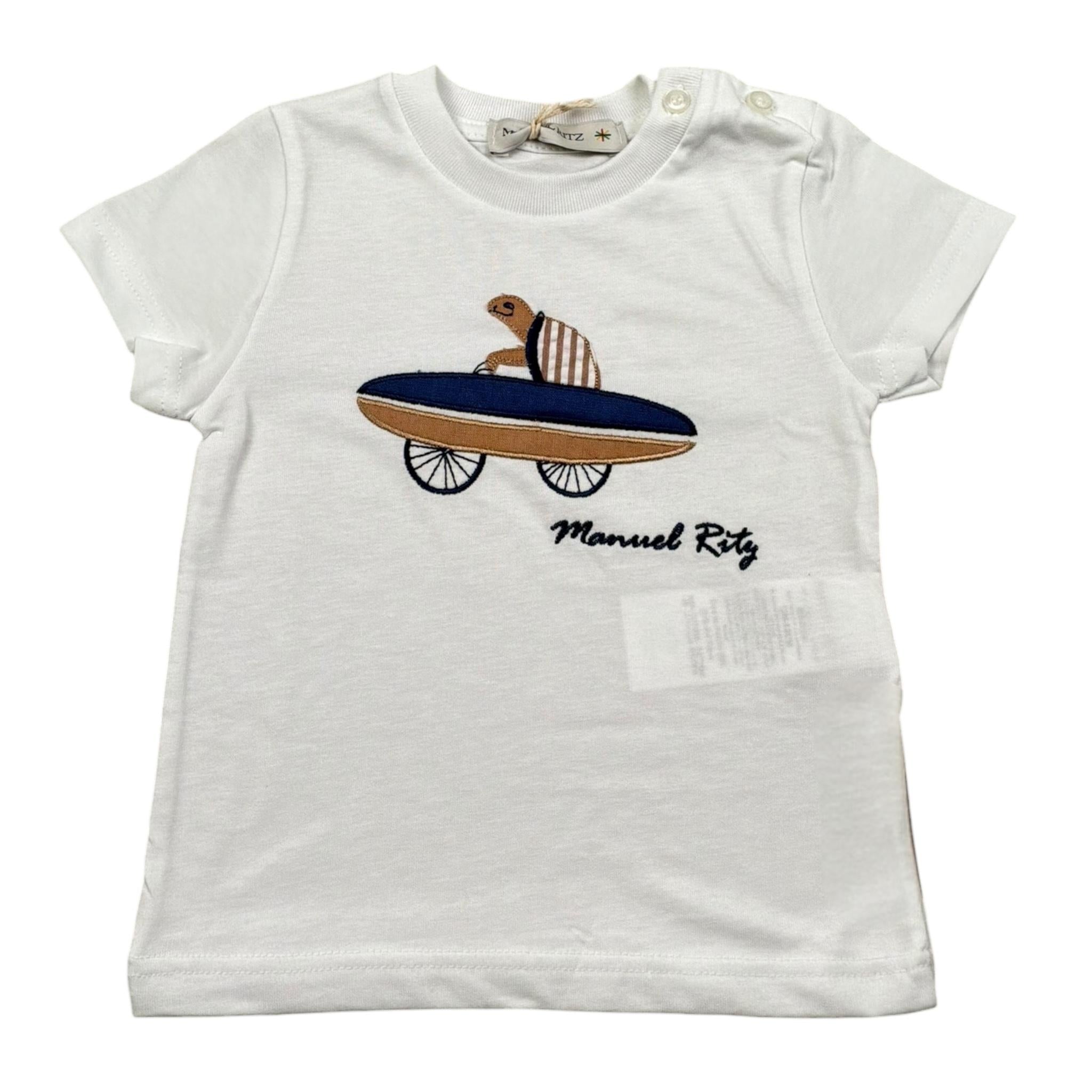 Manuel Ritz T-Shirt Girocollo Tinta Unita con Ricamo per Neonato MR3109 BIANCO MANUEL RITZ 