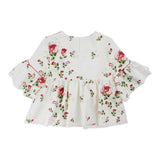 Monnalisa Camicia Manica Lunga Tinta Unita Stampe Rose per Bambina 717302 PANNA MONNALISA 