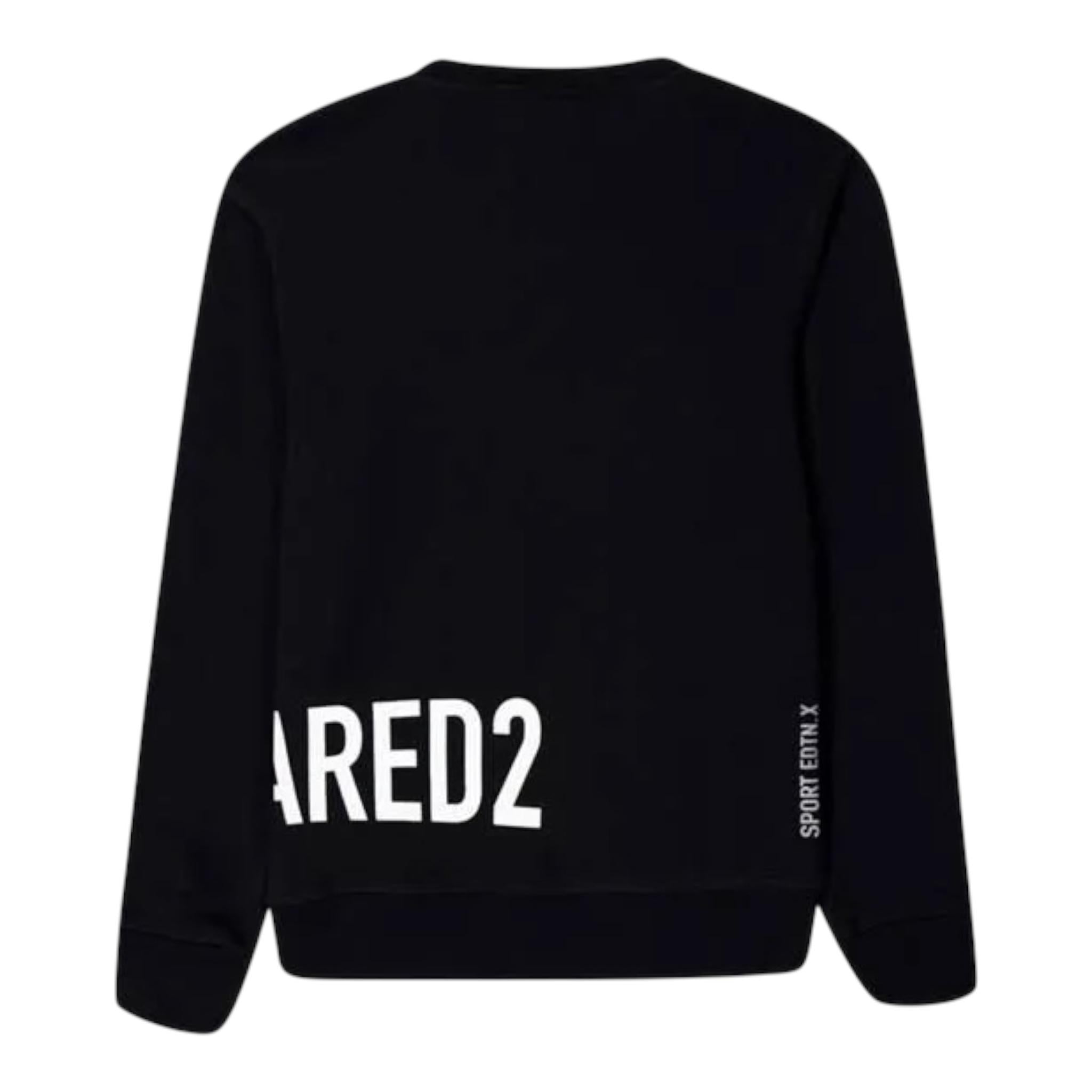 DSQUARED2 felpa chiusa girocollo tinta unita con stampa in contrasto Nero per Bambino DQ2538XX NERO DSQUARED2 