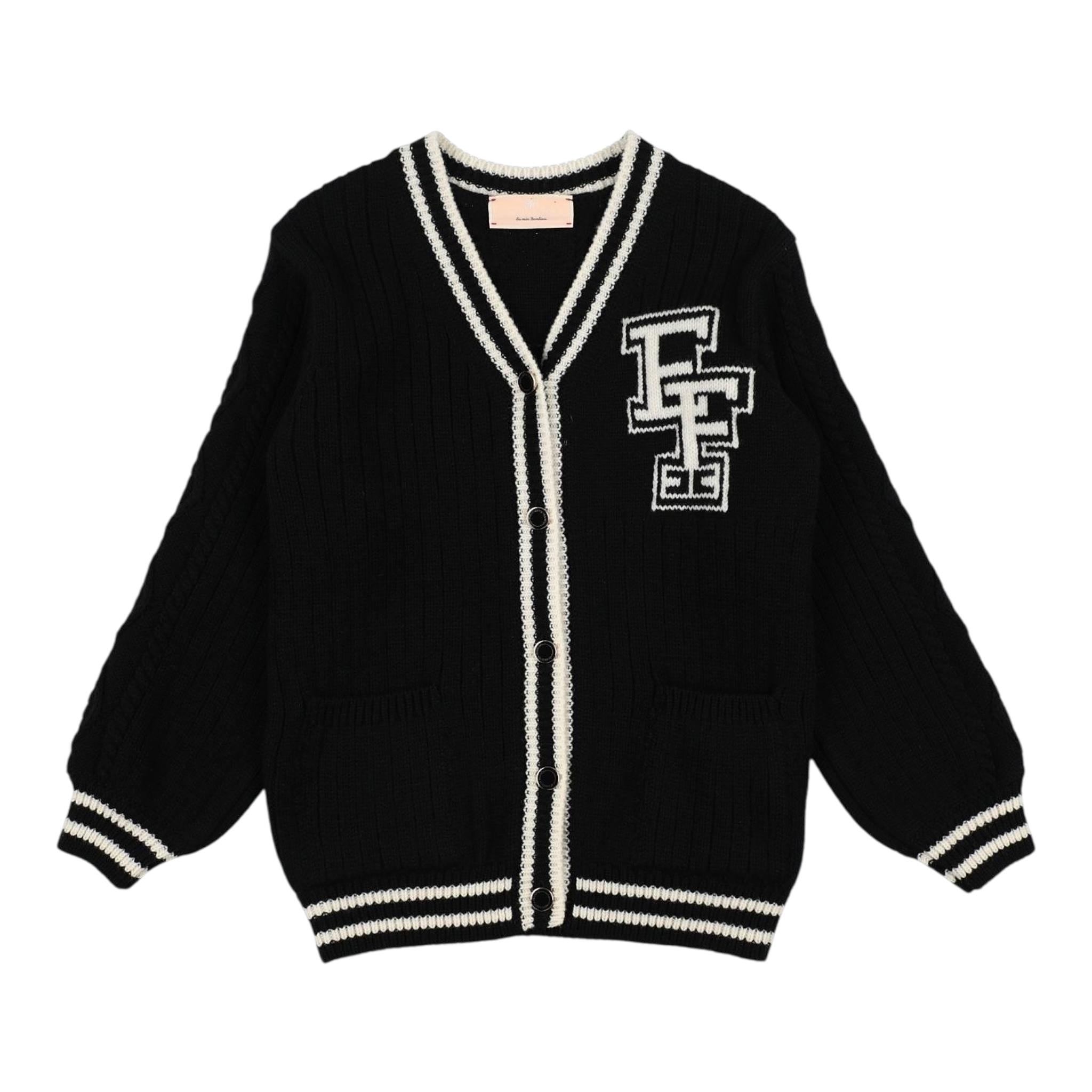 ELISABETTA FRANCHI cardigan tinta unita con profili in contrasto Nero per Bambina EFMA142 NERO ELISABETTA FRANCHI 