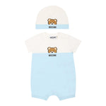 Moschino Set Pagliaccetto-Cappello Bicolore per Neonato MUY07EM BIANCO/AZZURRO MOSCHINO 